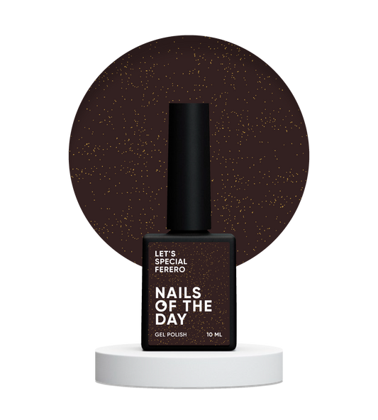 NAILSOFTHEDAY Let’s special Ferero — коричневий з блискітками гель–лак для нігтів, що перекриває в один шар, 10 мл